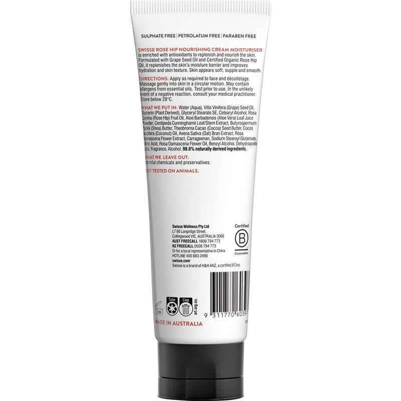 Swisse Skincare Rose Hip Nourishing Cream Moisturiser 125ml - Luxurious Hydration - Auzzi Store