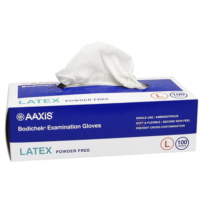 Bodichek Latex Disposable Gloves Powder Free - Large - 100 Pack