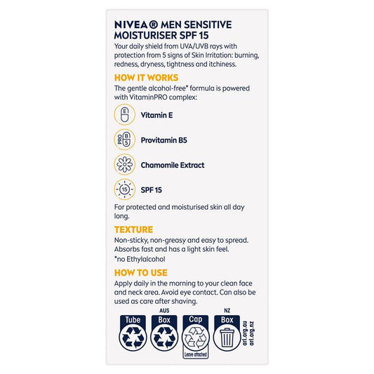 NIVEA MEN Sensitive Protective Moisturiser SPF15 - 75ml – view 2 - Auzzistore