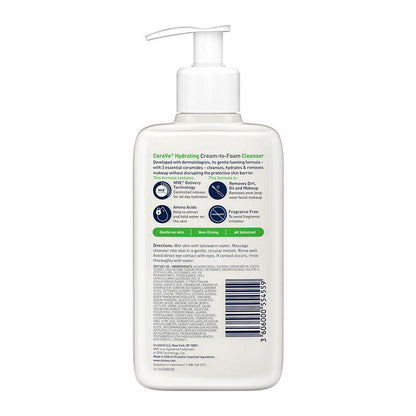 CeraVe Hydrating Cream To Foam Cleanser 236ml - Gentle Foaming Cleanser for Dry Skin