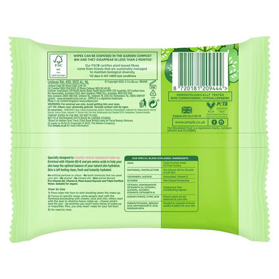 Simple Biodegradable Cleansing Wipes (25 Pack)