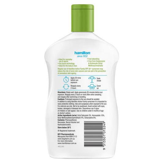 Hamilton Sun SPF 50+ Active Family Lotion 250ml - Auzzi Store