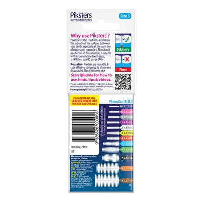 Piksters Interdental Brushes Size 5 Blue - 10 Pack for Optimal Oral Hygiene