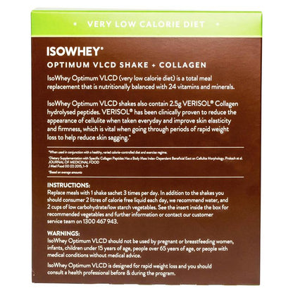 IsoWhey Optimum VLCD Shake + Collagen Chocolate Fudge 18 x 55g - Effective Weight Loss Solution