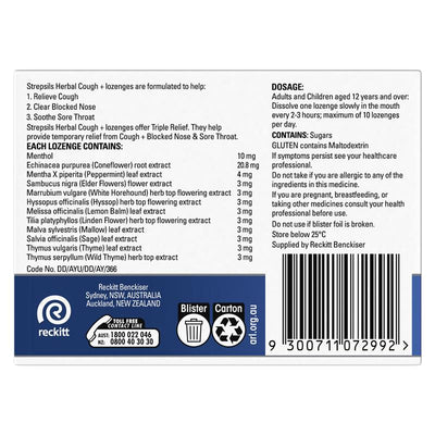 Strepsils Herbal Cough Lozenges Honey Lemon - 32 Pack