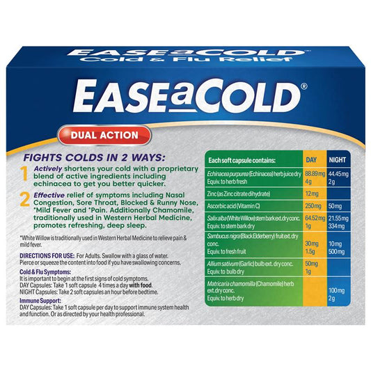 Ease a Cold Cold & Flu Day & Night - 24 Capsules for Symptom Relief-Auzzi Store