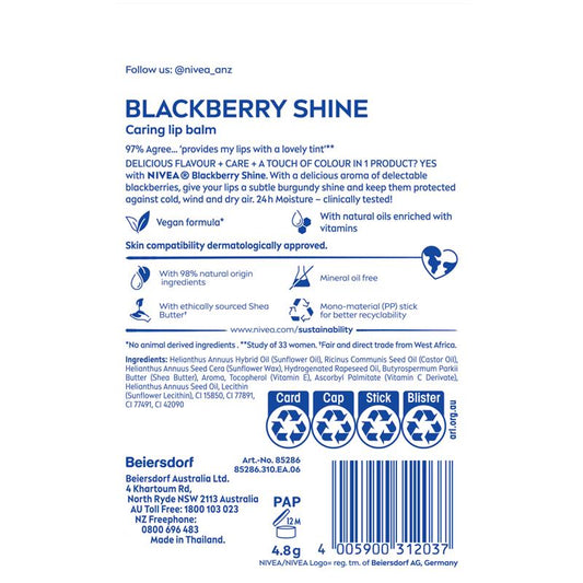 NIVEA Blackberry Shine Lip Balm - 4.8g - Auzzi Store