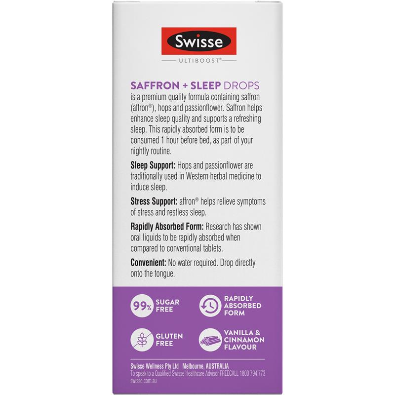 Swisse Ultiboost Saffron Sleep Drops 30ml with Hops & Passionflower