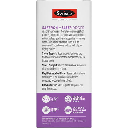 Swisse Ultiboost Saffron Sleep Drops 30ml with Hops & Passionflower