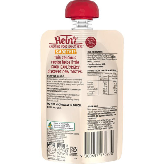 Heinz Banana & Oat Smoothie with Greek Style Yogurt Pouch 120g - 8+ Months - Auzzi Store