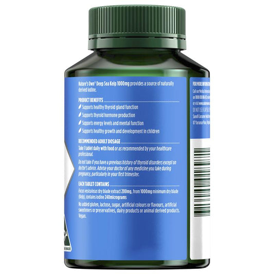 Nature's Own Kelp 1000mg - 200 Tablets for Thyroid Support-Auzzi Store