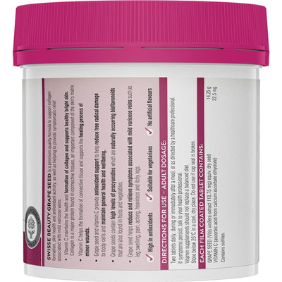 Swisse Beauty Grape Seed Extract 14250mg, 300 Vegan Tablets with Vitamin C