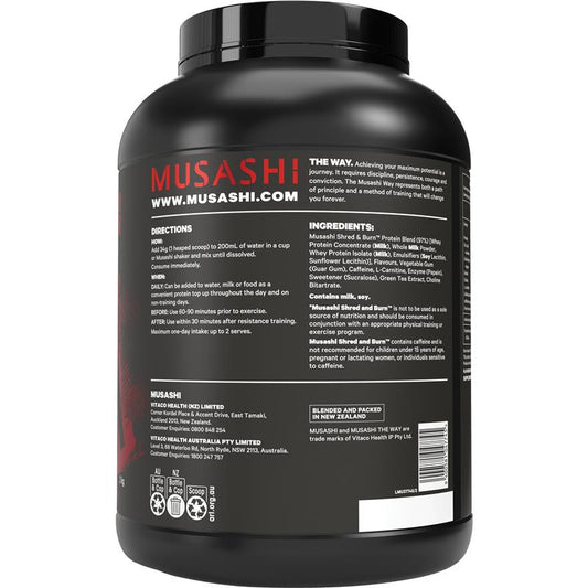 Musashi Shred And Burn Vanilla 2kg - Lean Muscle & Fat Loss Support - Auzzi Store