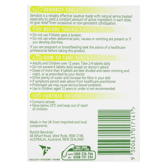 Senokot Tablets for Constipation Relief 100 Pack - Natural Laxative with Senna-Auzzi Store