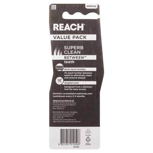 Reach Toothbrush - Superb Clean Between Teeth (Medium) - 3 Pack - Auzzi Store