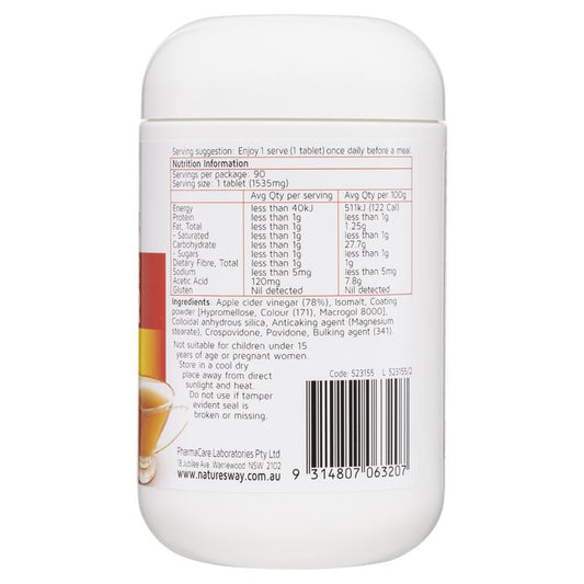 Nature's Way Apple Cider Vinegar 1200mg Max Strength - 90 Tablets – view 2
