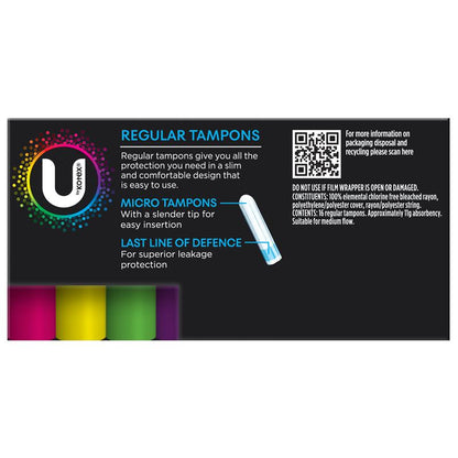 U by Kotex Regular Slim Tampons 16-Pad – Medium Flow Protection