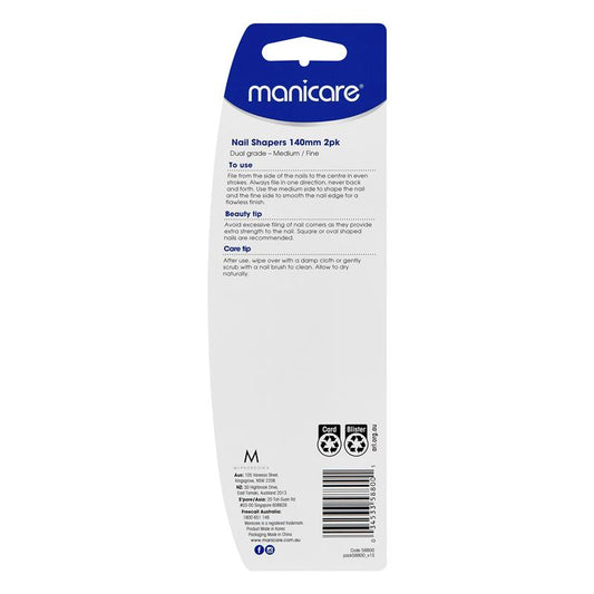 Manicare Nail Shapers 140mm - Medium/Fine 2 Pack-Auzzi Store