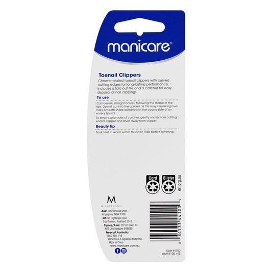 Manicare Chrome Plated Toenail Clippers with Catcher & Nail File-Auzzi Store
