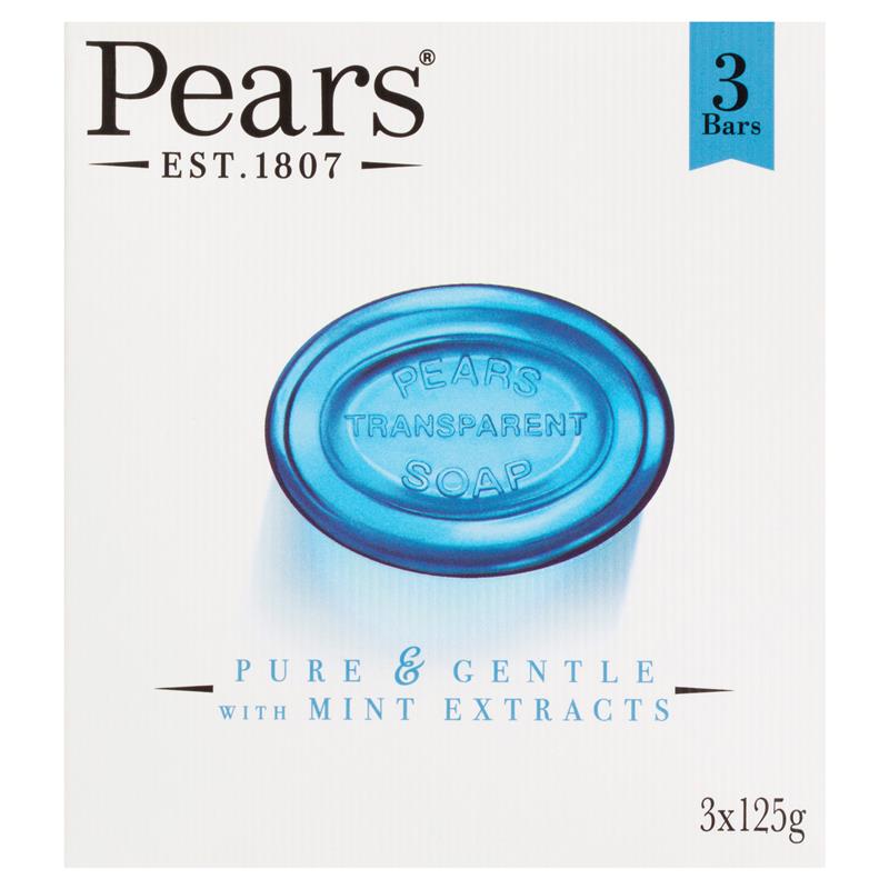 Pears Pure & Gentle Transparent Mint Soap 3x125g
