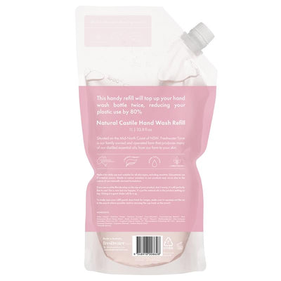 Freshwater Farm Hand Wash Rosewater + Pink Clay Pouch Refill 1 Litre - Nourishing Clean