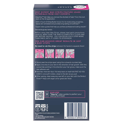 Veet Expert Cold Wax Strips for Legs & Body, 40-Pack with Wipes