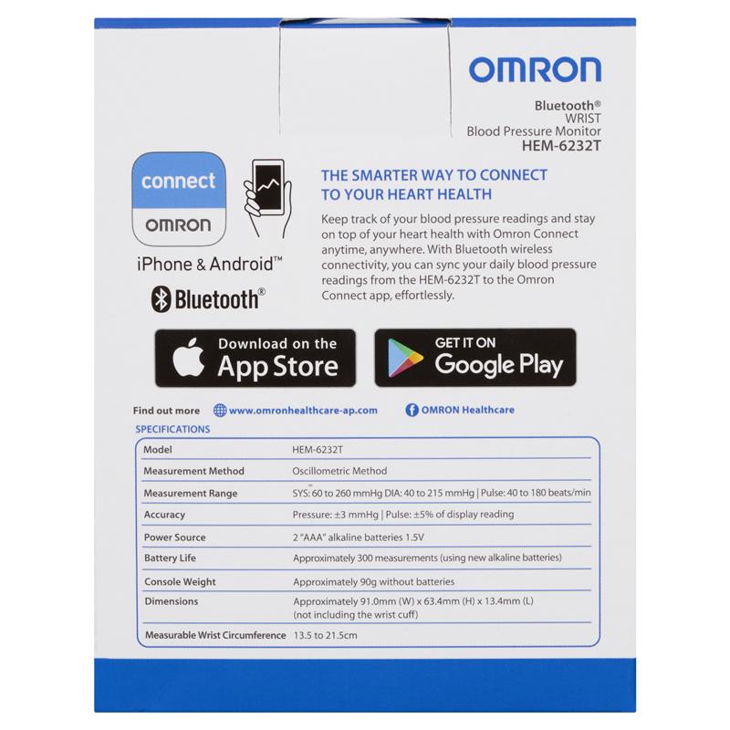 Omron HEM6232T Bluetooth Wrist Blood Pressure Monitor - Auzzi Store