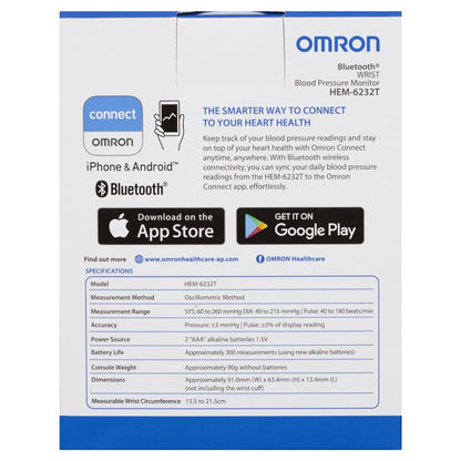 Omron HEM6232T Bluetooth Wrist Blood Pressure Monitor - Auzzi Store