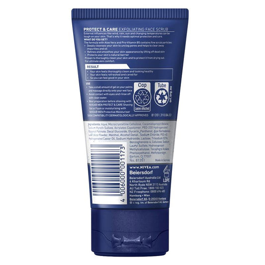 NIVEA Men Protect & Care Exfoliating Facial Scrub 75ml | Deep Cleanse & Refresh