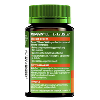 Cenovis Echinacea 5000mg Immune Support Capsules, 60 Count
