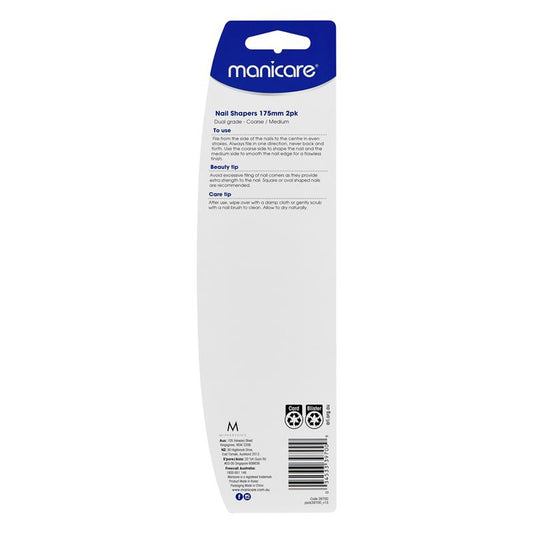 Manicare Nail Shapers 175mm - Coarse/Medium 2 Pack-Auzzi Store