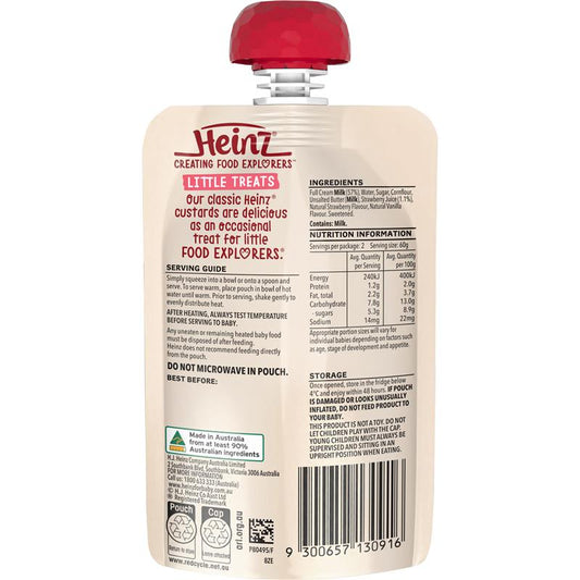 Heinz Strawberry & Vanilla Custard Pouch 120g - 8+ Months - Auzzi Store