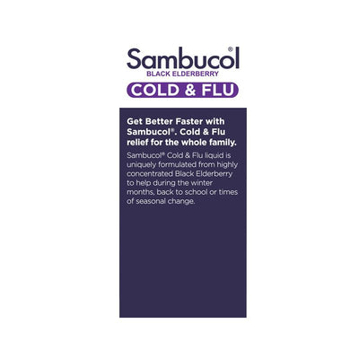 Sambucol Black Elderberry Cold & Flu Syrup 120ml - Natural Relief for Cold & Flu Symptoms