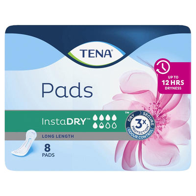 TENA InstaDRY™ Long Length Incontinence Pads, 8-Pads– Fast Absorbing Protection