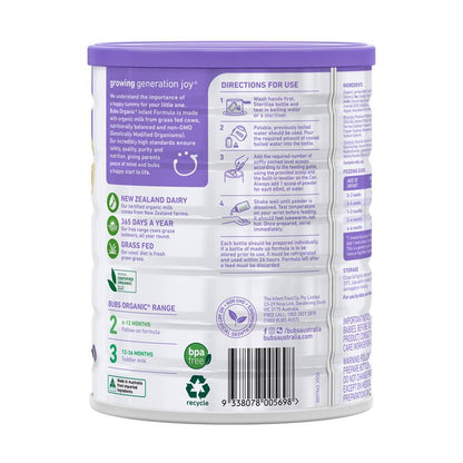 Bubs Organic Grass Fed Infant Milk Formula 800g - Gentle Nutrition for Babies - Auzzi Store