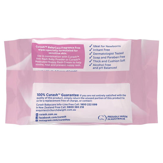 Curash Babycare Fragrance Free Wipes - 20 Pack for Sensitive Skin-Auzzi Store