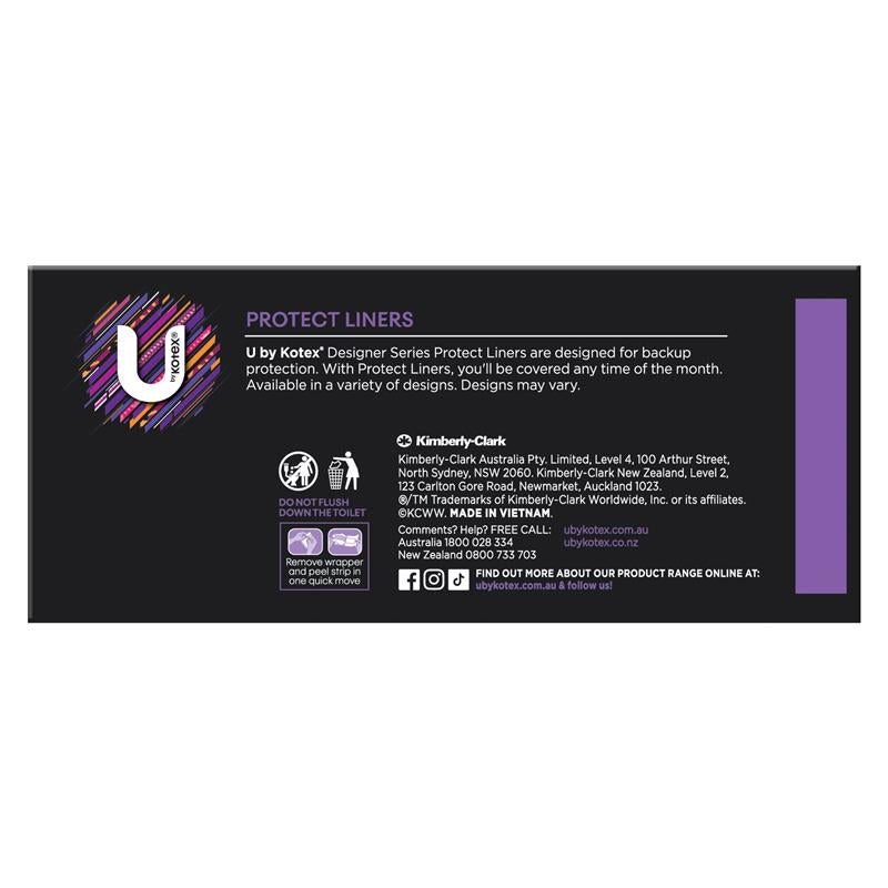 U by Kotex Designer Protect Liners – 30 Liners, Breathable & Absorbent