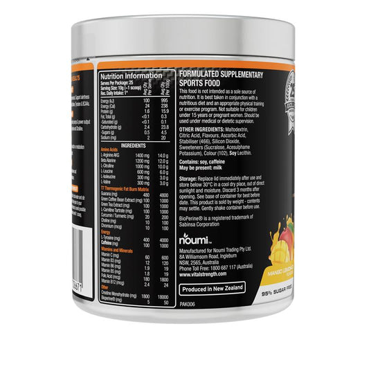 Vital Strength Ripped Pre Workout - Mango Lemonade 250g – view 2