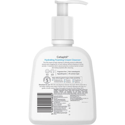 Cetaphil Hydrating Foaming Cream Cleanser 236ml - Gentle & Effective