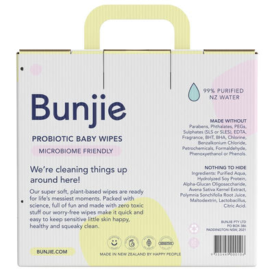 Bunjie Probiotic Baby Wipes 3 x 80 Pack - Gentle & Eco-Friendly