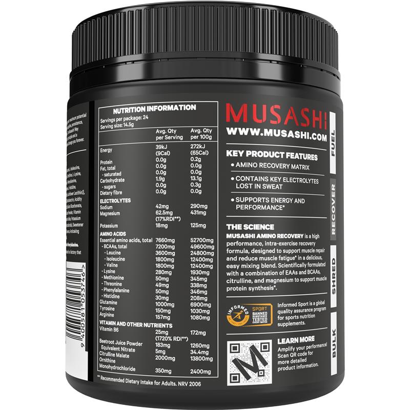 Musashi Amino Recovery Watermelon 350g - Hydration & Muscle Support-Auzzi Store