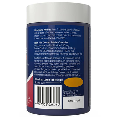 Bioglan Joint Support Glucosamine Chondroitin Turmeric 120 Tablets