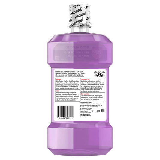 Listerine Total Care Zero Mouthwash 750ml - Gentle Oral Protection
