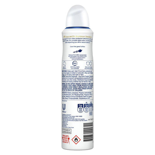 Dove Zero Aluminium Original Deodorant 250ml - Classic Freshness