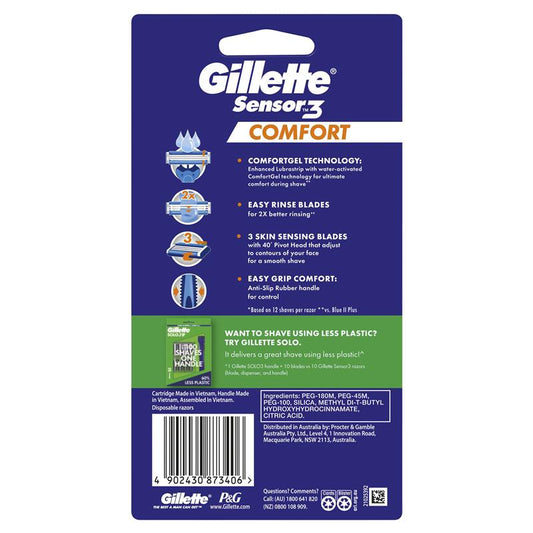 Gillette Sensor 3 Comfort Disposable Razors - 4 Pack-Auzzi Store