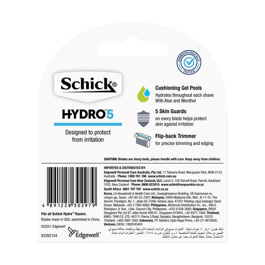 Schick Hydro 5 Men’s Razor Refill Blades - 6 Pack, 5 Ultra Glide® Blades with Aloe & Menthol – view 2 - Auzzistore