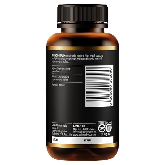 GO Healthy Zinc Complex 120 Veg Capsules – Immune & Skin Support – view 2