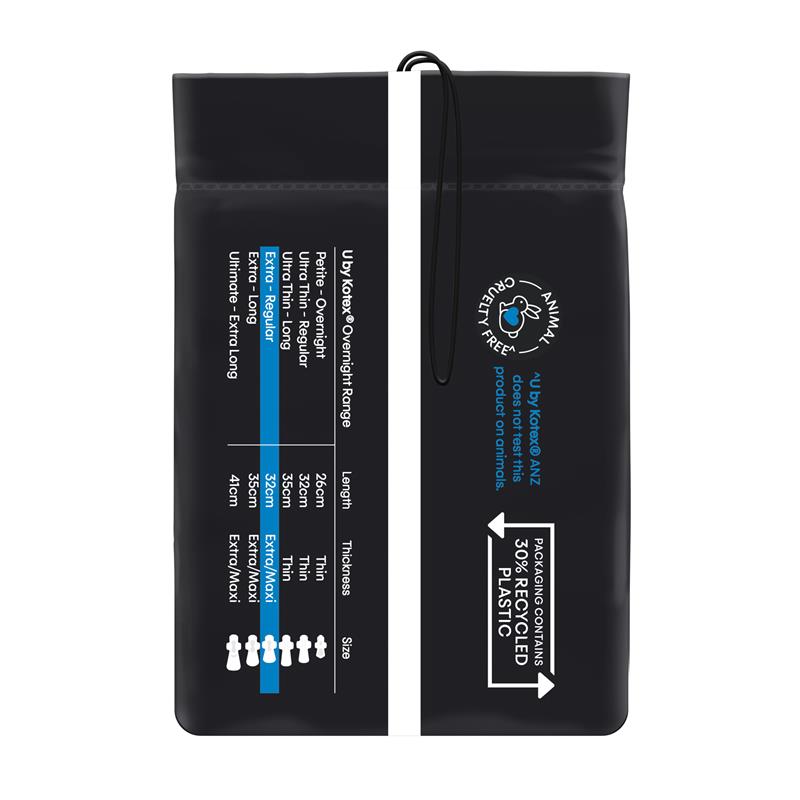 U by Kotex Overnight Extra Pads with 3D Leak Barrier - 10 Pads