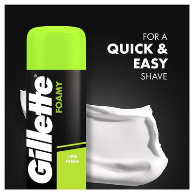 Gillette Sensitive Shave Foam Lemon Lime 333g Value Pack with Aloe Vera