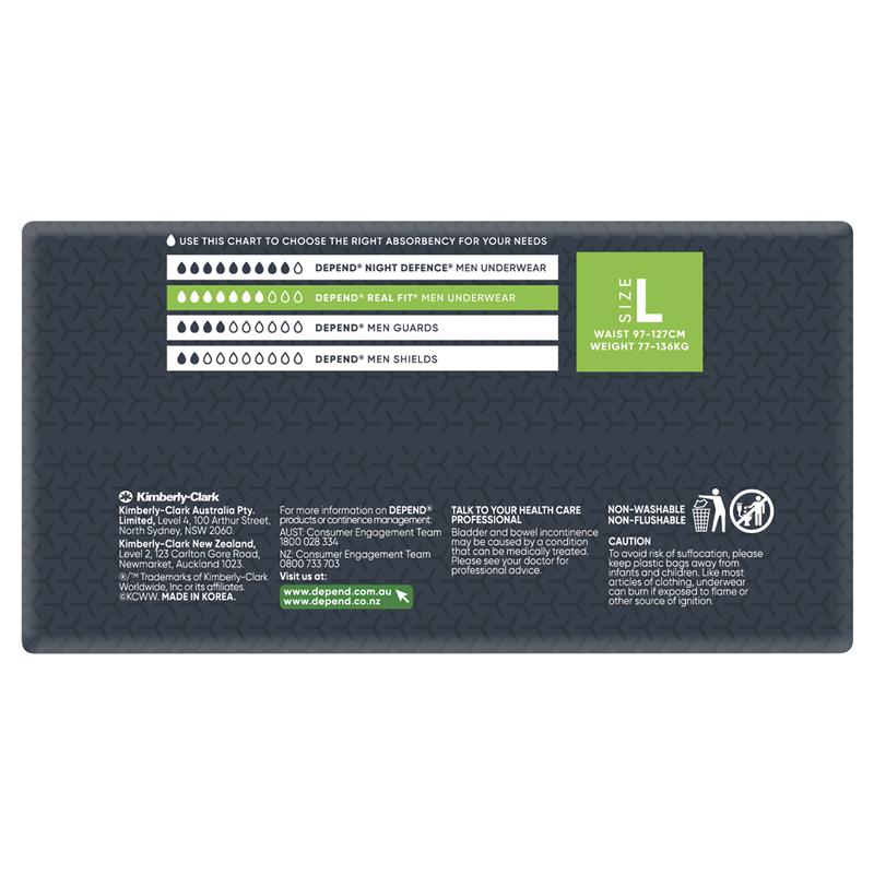 Depend Men Real Fit Underwear Large 8 Pack - Maximum Absorbency for Men-Auzzi Store